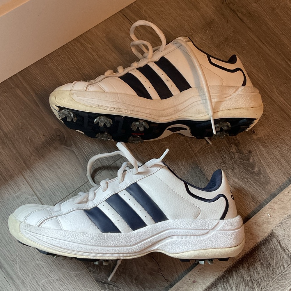 Adidas White and Blue Men's Golf Shoes